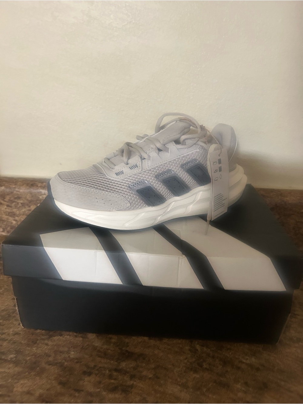 adidas Light Gray Sneakers with Dark Blue Stripes